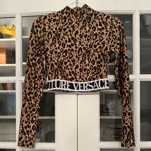 Authentic Versace Leopard Print Crop Top